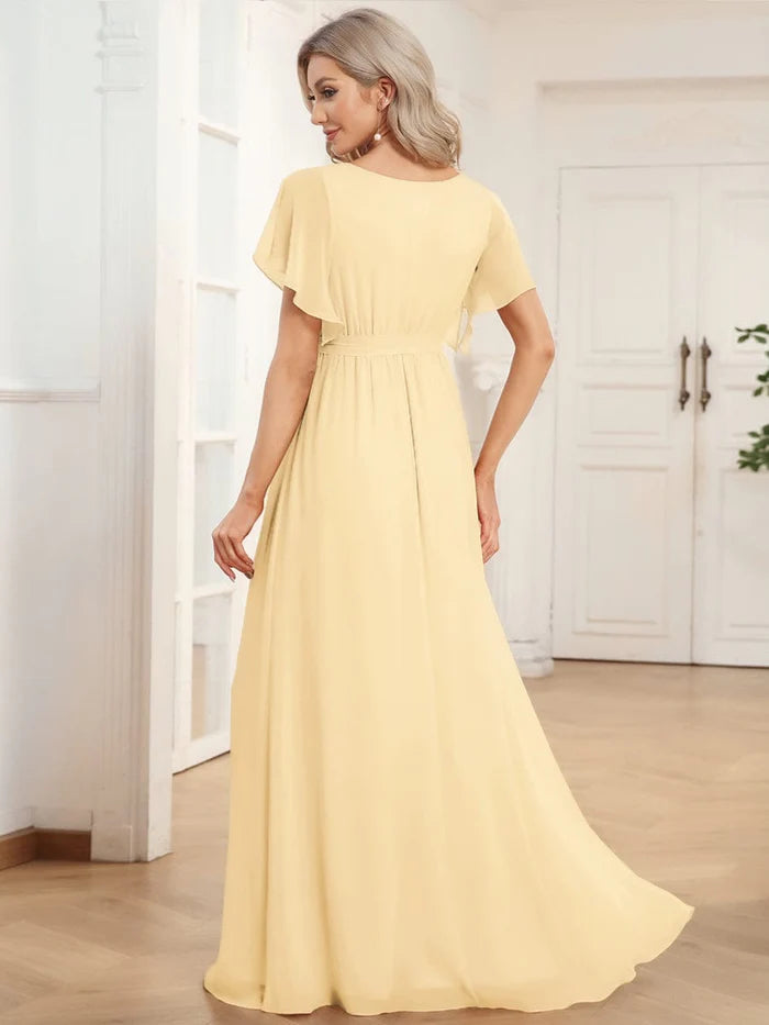 Leora - Vestido de Noche Elegante con Escote en V y Corte en A