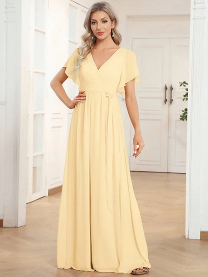 Leora - Vestido de Noche Elegante con Escote en V y Corte en A