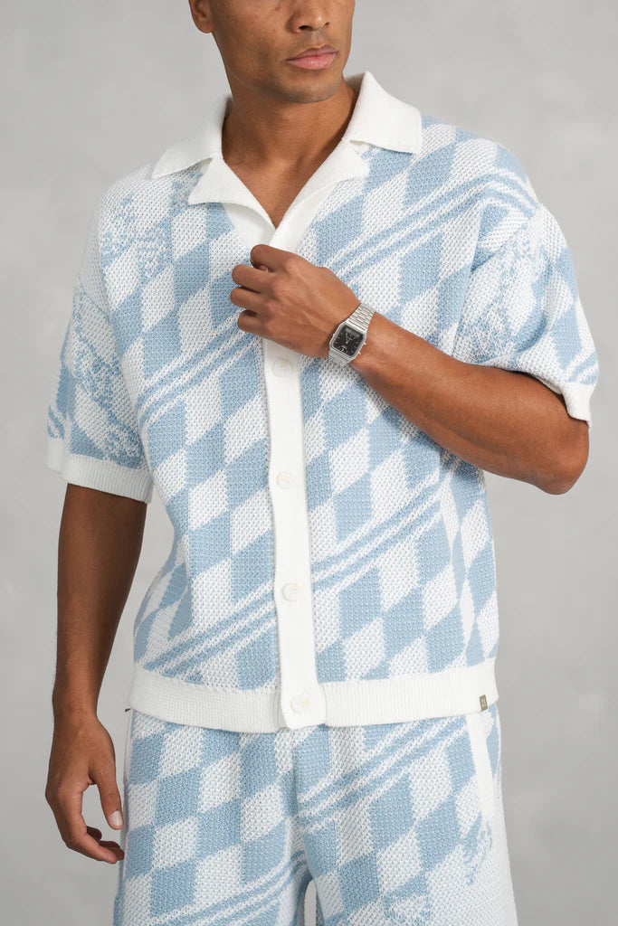 Conjunto Camisa y Pantalon de Punto a Cuadros