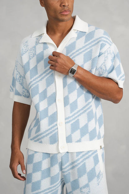 Conjunto Camisa y Pantalon de Punto a Cuadros