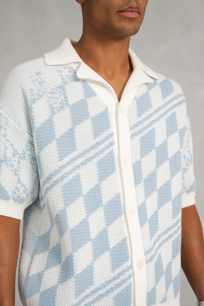 Conjunto Camisa y Pantalon de Punto a Cuadros