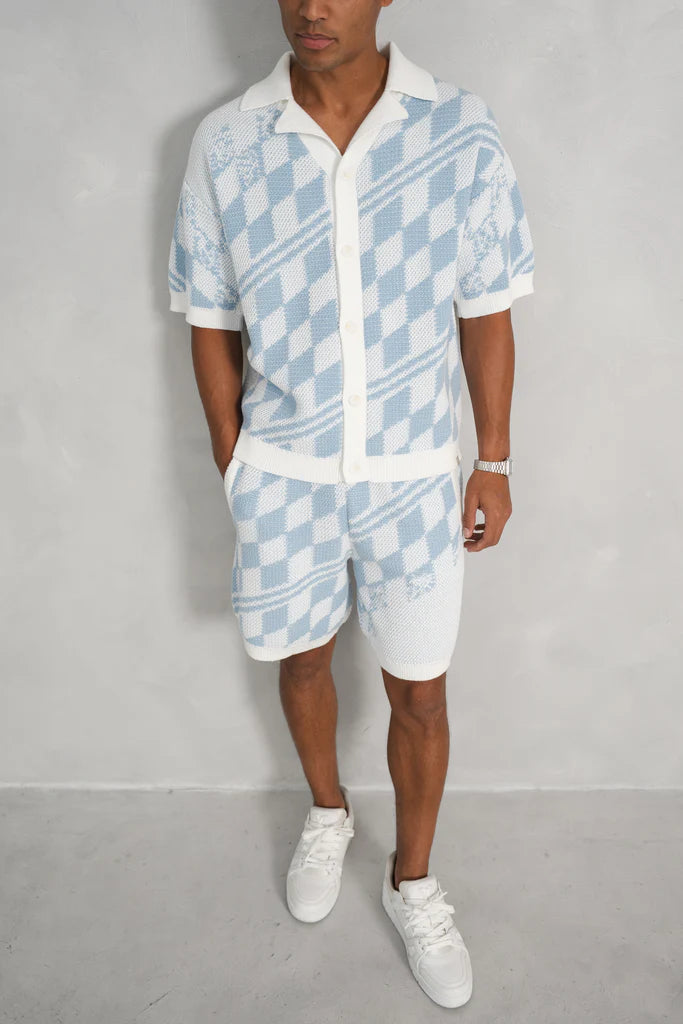 Conjunto Camisa y Pantalon de Punto a Cuadros