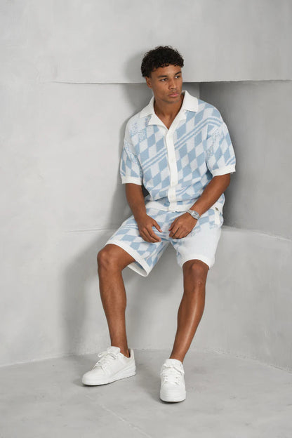 Conjunto Camisa y Pantalon de Punto a Cuadros