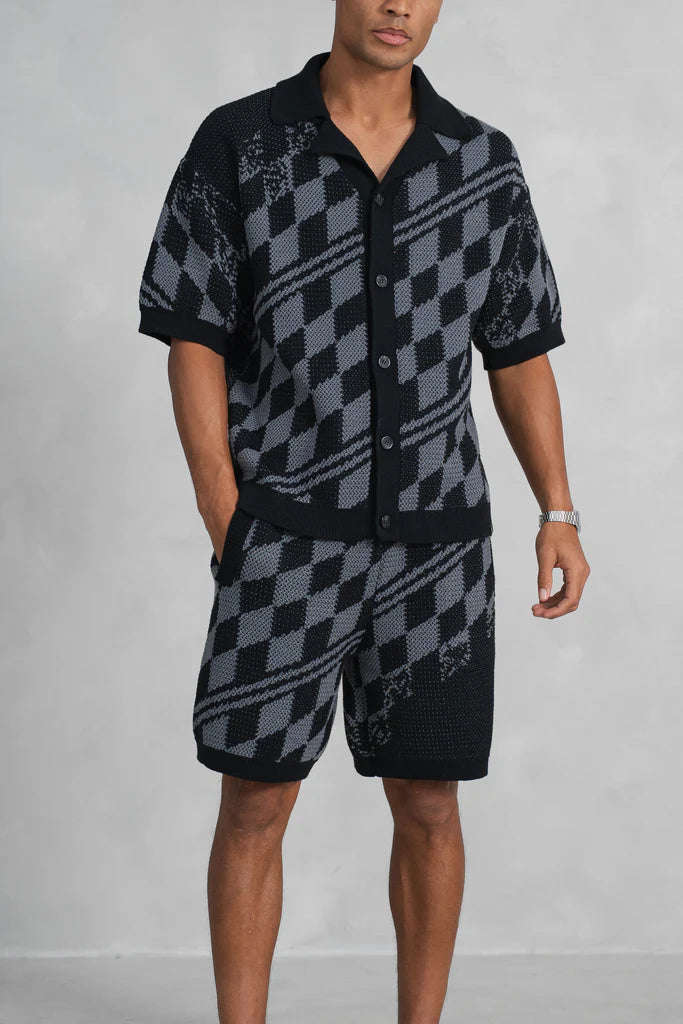 Conjunto Camisa y Pantalon de Punto a Cuadros
