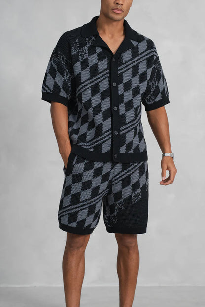 Conjunto Camisa y Pantalon de Punto a Cuadros
