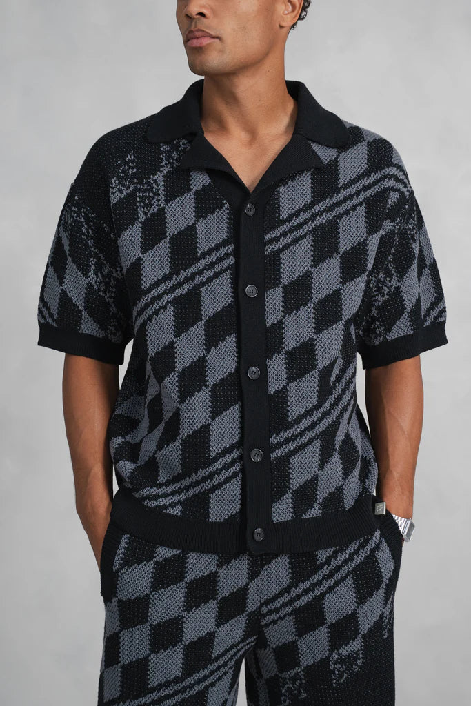 Conjunto Camisa y Pantalon de Punto a Cuadros
