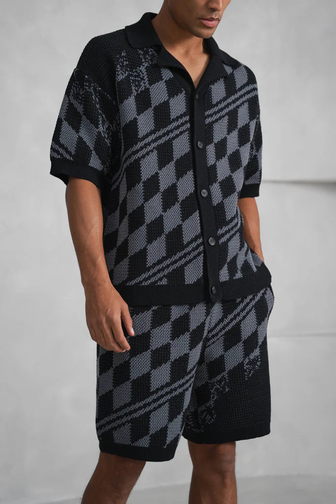 Conjunto Camisa y Pantalon de Punto a Cuadros