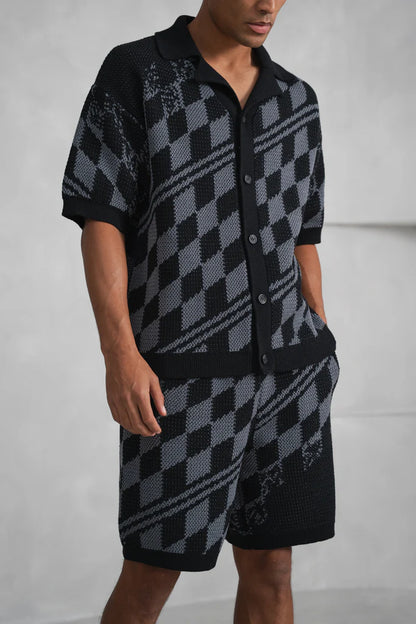 Conjunto Camisa y Pantalon de Punto a Cuadros