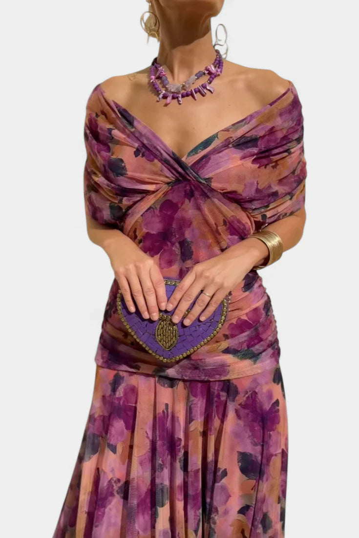 Florendra | Vestido Largo Floral con Cuello en V