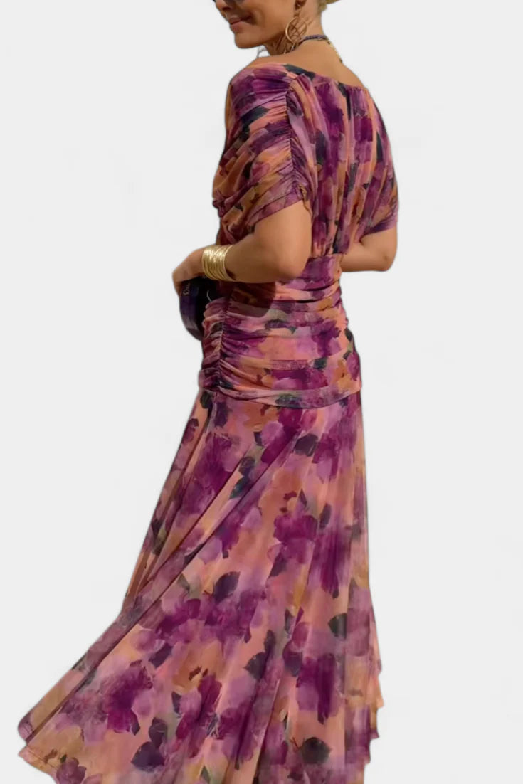 Florendra | Vestido Largo Floral con Cuello en V