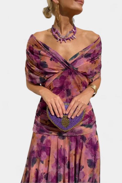 Florendra | Vestido Largo Floral con Cuello en V