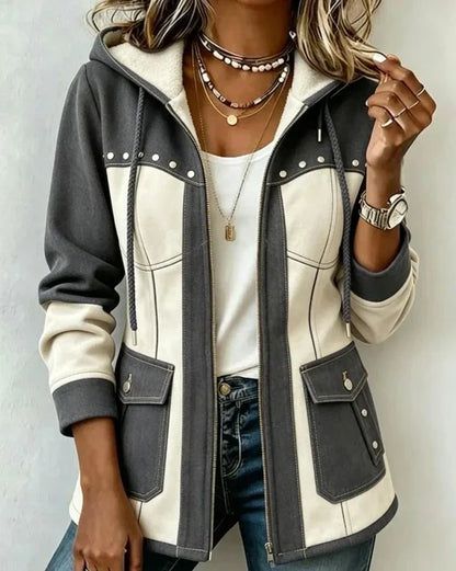 Camila | Chamarra con Capucha Estilo Patchwork