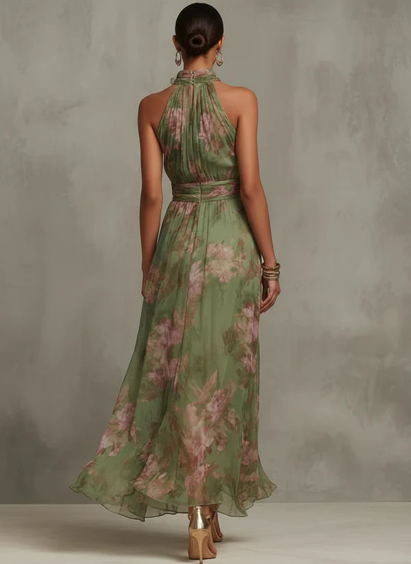 Livia | Vestido Largo Floral con Escote Halter