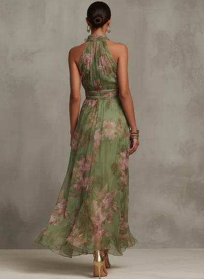 Livia | Vestido Largo Floral con Escote Halter
