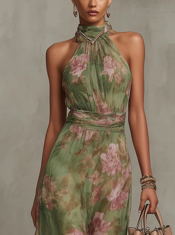 Livia | Vestido Largo Floral con Escote Halter