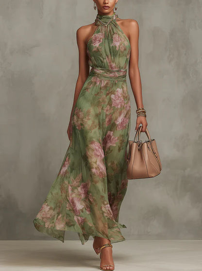 Livia | Vestido Largo Floral con Escote Halter