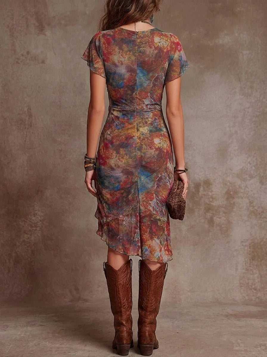 Martina - Vestido Midi Plisado con Escote en V