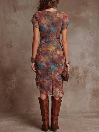 Martina - Vestido Midi Plisado con Escote en V