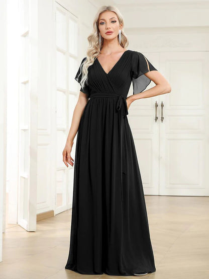 Leora - Vestido de Noche Elegante con Escote en V y Corte en A