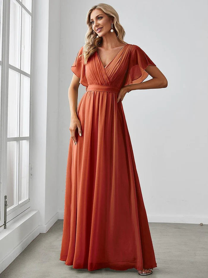 Leora - Vestido de Noche Elegante con Escote en V y Corte en A