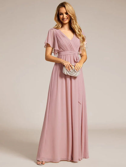 Leora - Vestido de Noche Elegante con Escote en V y Corte en A