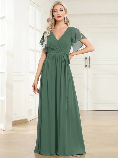 Leora - Vestido de Noche Elegante con Escote en V y Corte en A