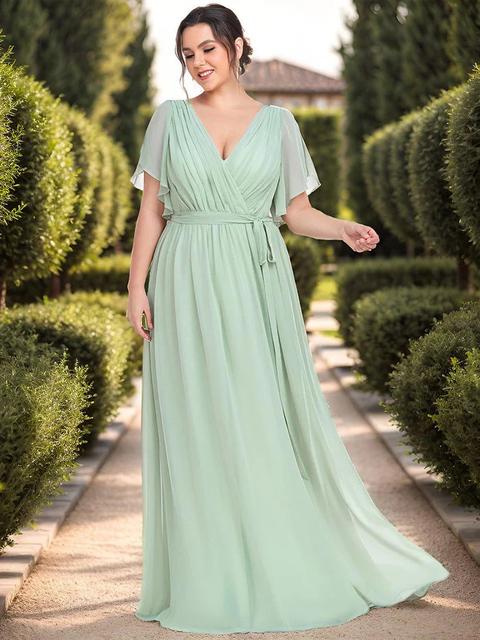 Leora - Vestido de Noche Elegante con Escote en V y Corte en A