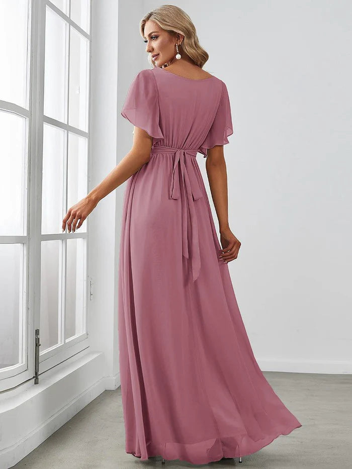 Leora - Vestido de Noche Elegante con Escote en V y Corte en A