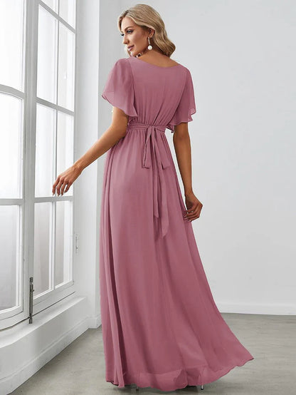 Leora - Vestido de Noche Elegante con Escote en V y Corte en A