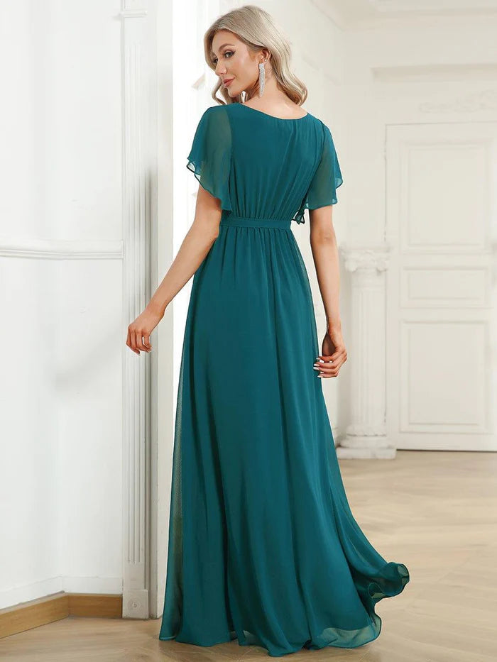 Leora - Vestido de Noche Elegante con Escote en V y Corte en A