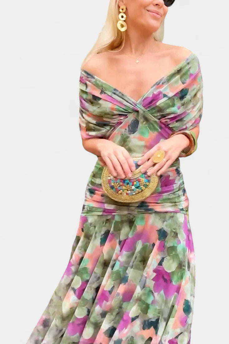 Florendra | Vestido Largo Floral con Cuello en V