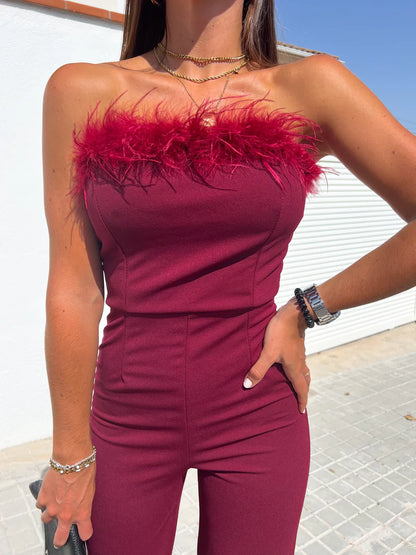 Mono largo plumas negro