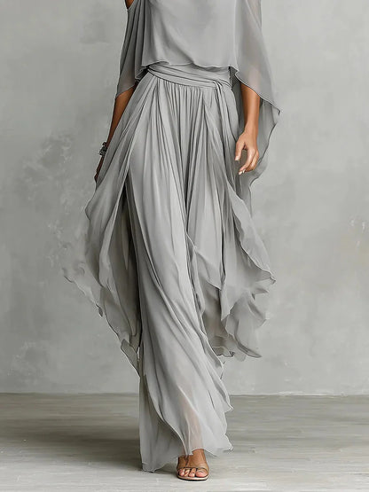 Isabela - Conjunto Fluido Gris con Top Tirantes