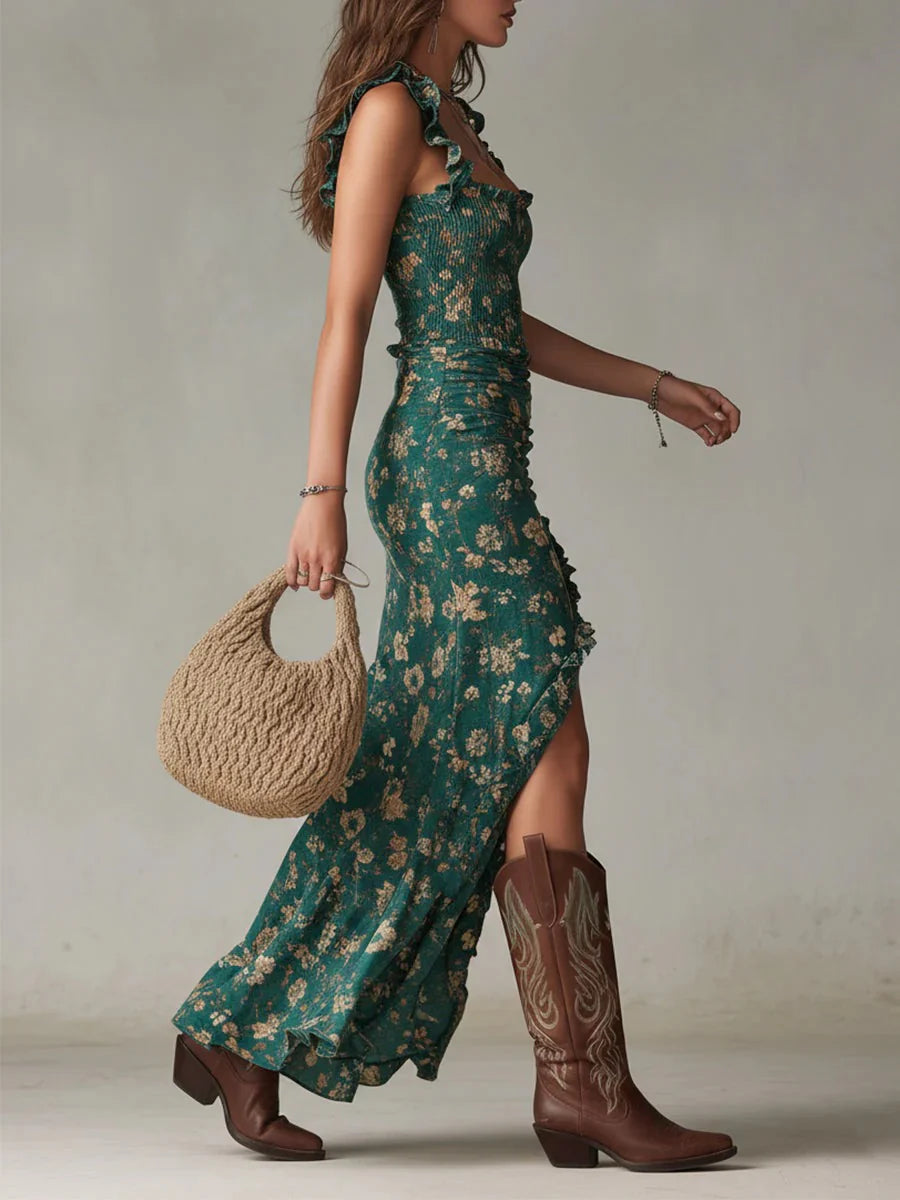 Zara - Vestido Maxi Boho Retro
