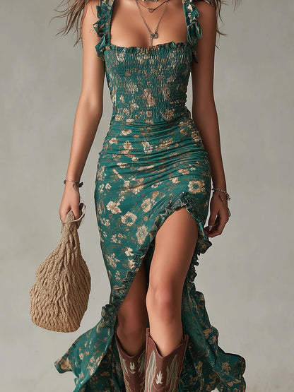 Zara - Vestido Maxi Boho Retro