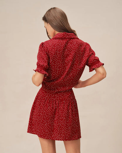 Camisa Plisada Floral con Encaje