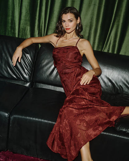Jacquard - Vestido largo liso