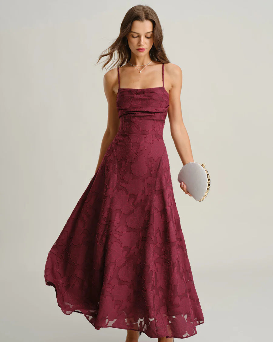 Jacquard - Vestido largo liso