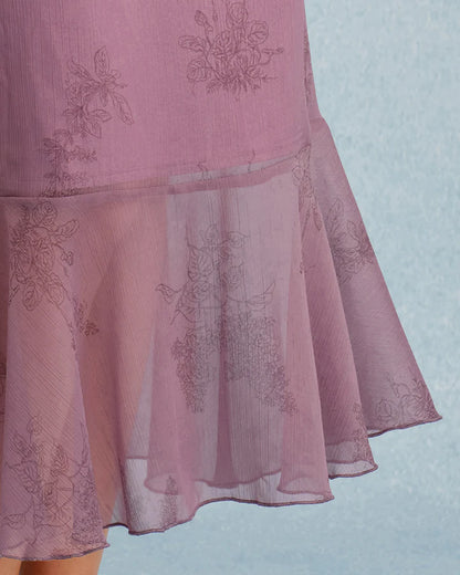 Floral - Vestido midi con tirantes y volantes