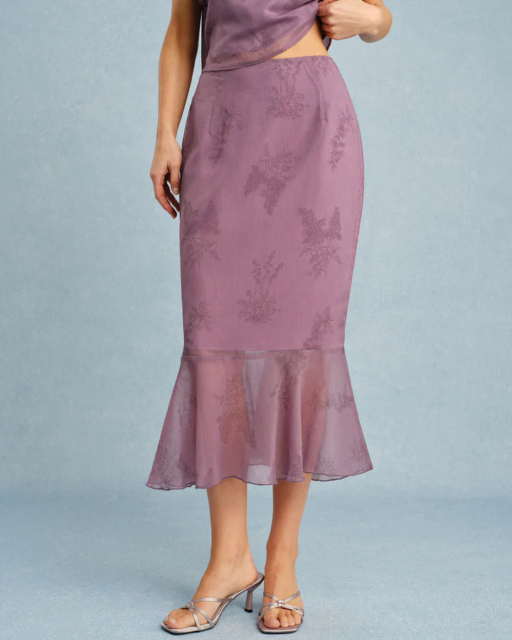 Floral - Vestido midi con tirantes y volantes