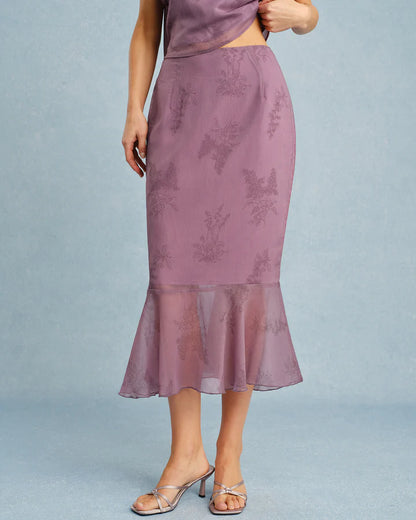 Floral - Vestido midi con tirantes y volantes