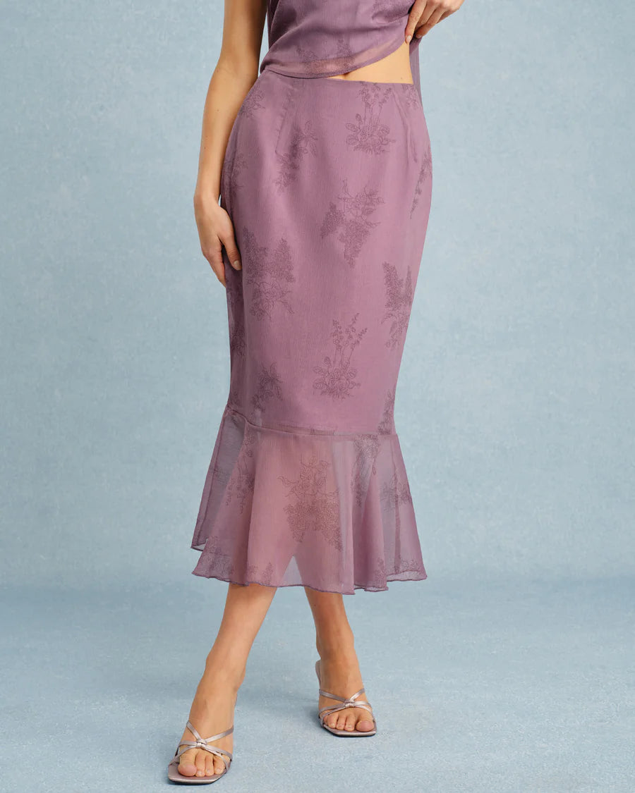 Floral - Vestido midi con tirantes y volantes